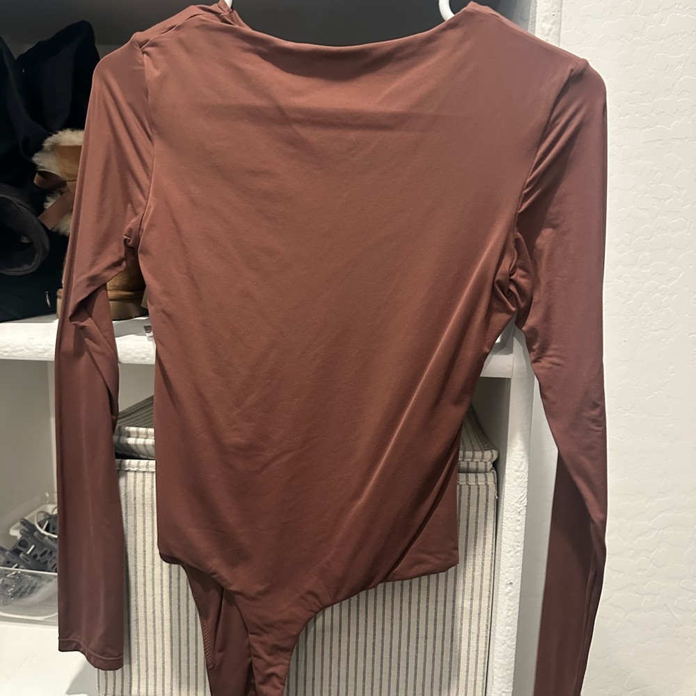 Elegant Brown Long Sleeve Bodysuit
